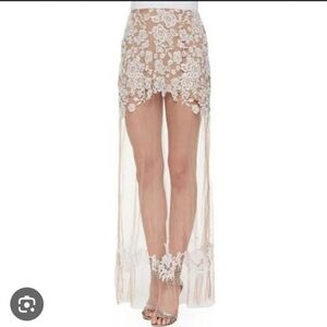 For Love & Lemons Luau Maxi Skirt White & Nude medium
